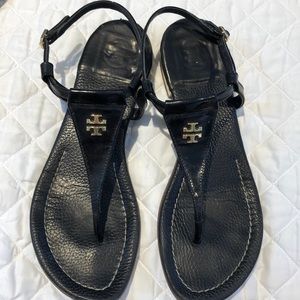 Tory Burch Britton black patent leather sandals 7